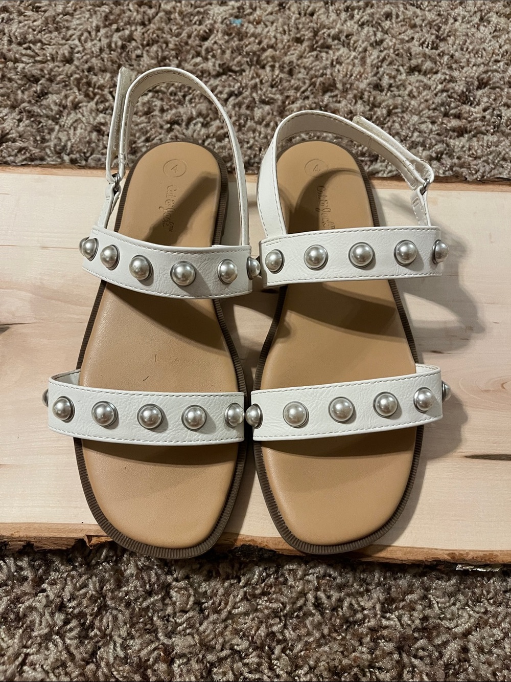 Cat & Jack Girl’s White Studded Sandals